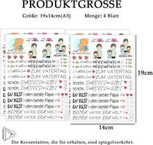 Kerzentattoo Vatertag Papa Dad Geschenk DIY Sticker Bogen A5