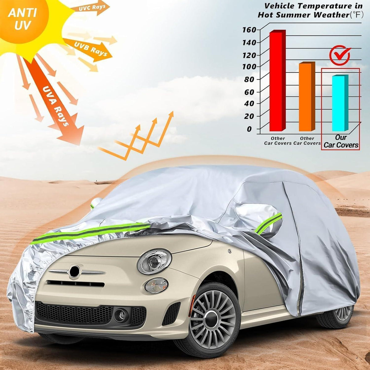 Wasserdichte Autoabdeckung für FIAT 500 2007-2025