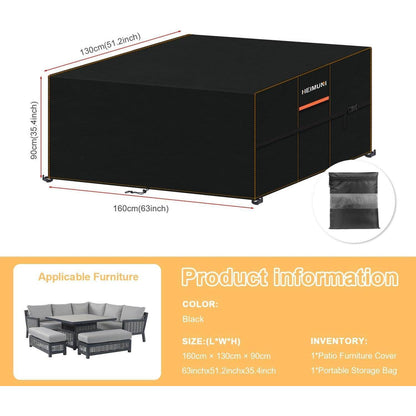 Wasserdichte Gartenmöbel Abdeckung 160x130x90cm – Winterfest & UV-Beständig