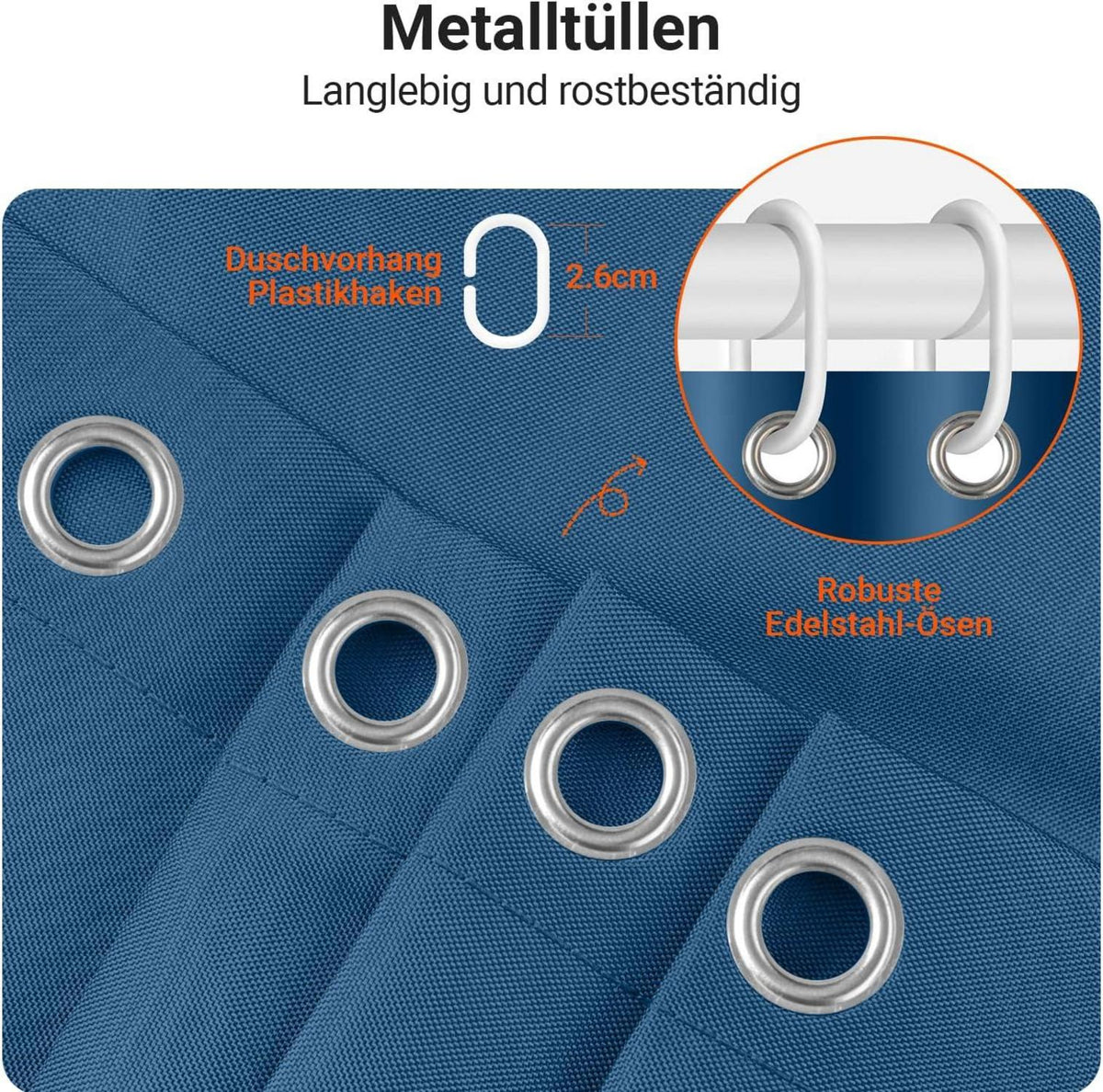 Duschvorhang Dunkelblau 200x200cm Antischimmel, Wasserabweisend