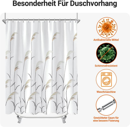 Lerores Duschvorhang 300x200cm Weizenohr Antischimmel Wasserabweisend