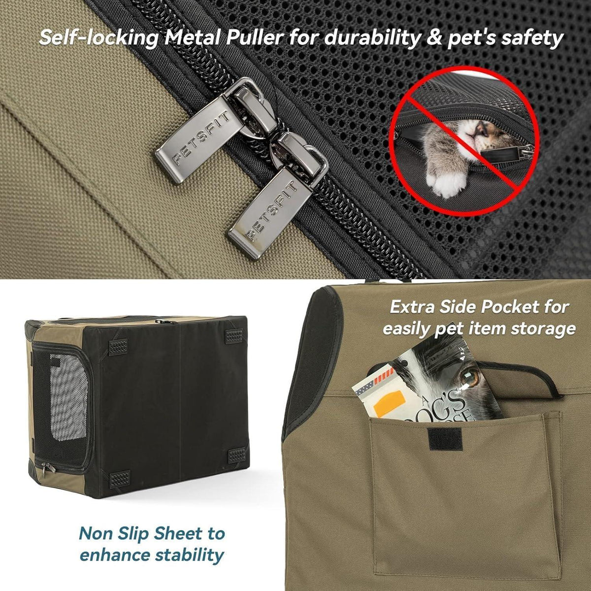 Faltbare Hundebox Auto – Verstellbar & Sicher in Armeegrün