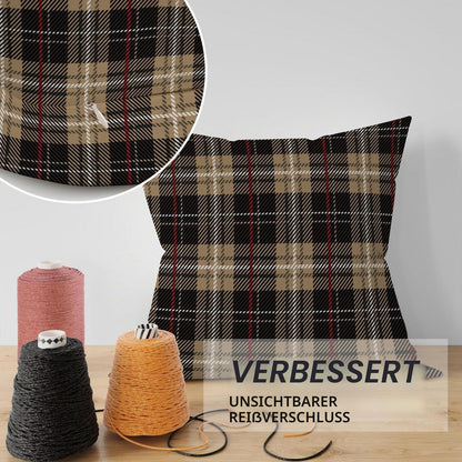 Schottenkaro Kissenbezüge 2er-Set Schoko Braun 50x50cm