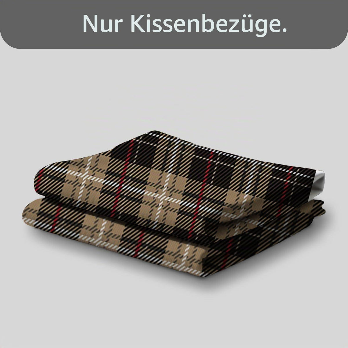Schottenkaro Kissenbezüge 2er-Set Schoko Braun 50x50cm