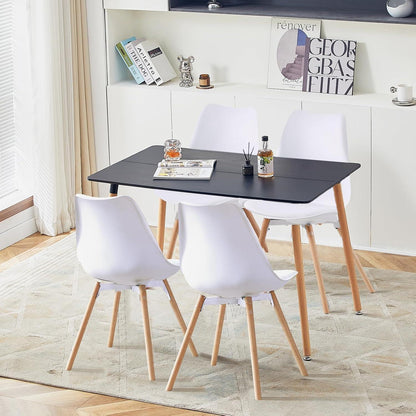 Esszimmergruppe Schwarz-Weiß: Tisch + 4 Stühle