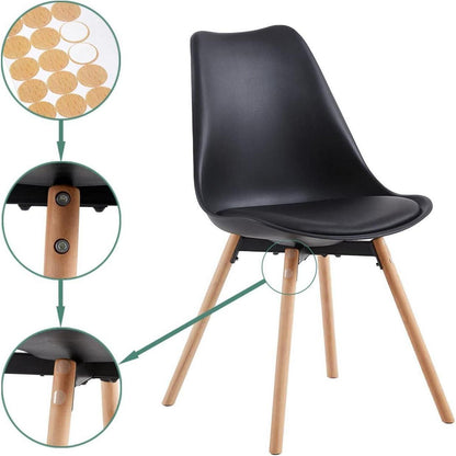 Esszimmergruppe Schwarz-Weiß: Tisch + 4 Stühle