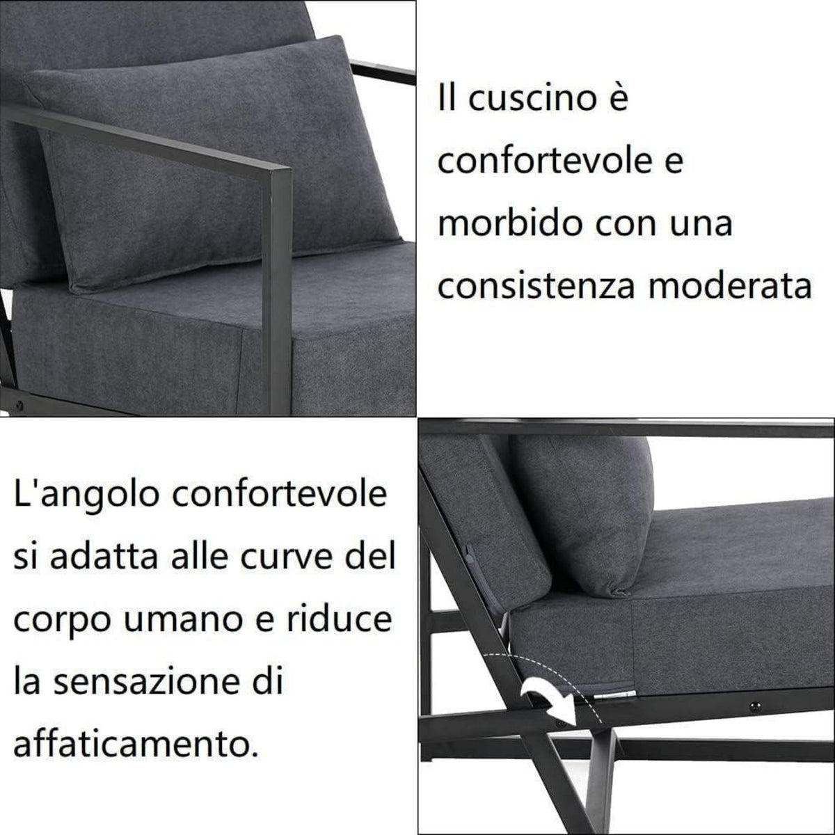 Mingone 2-Sitzer Sofa Dunkelgrau – Bequeme Lounge Couch