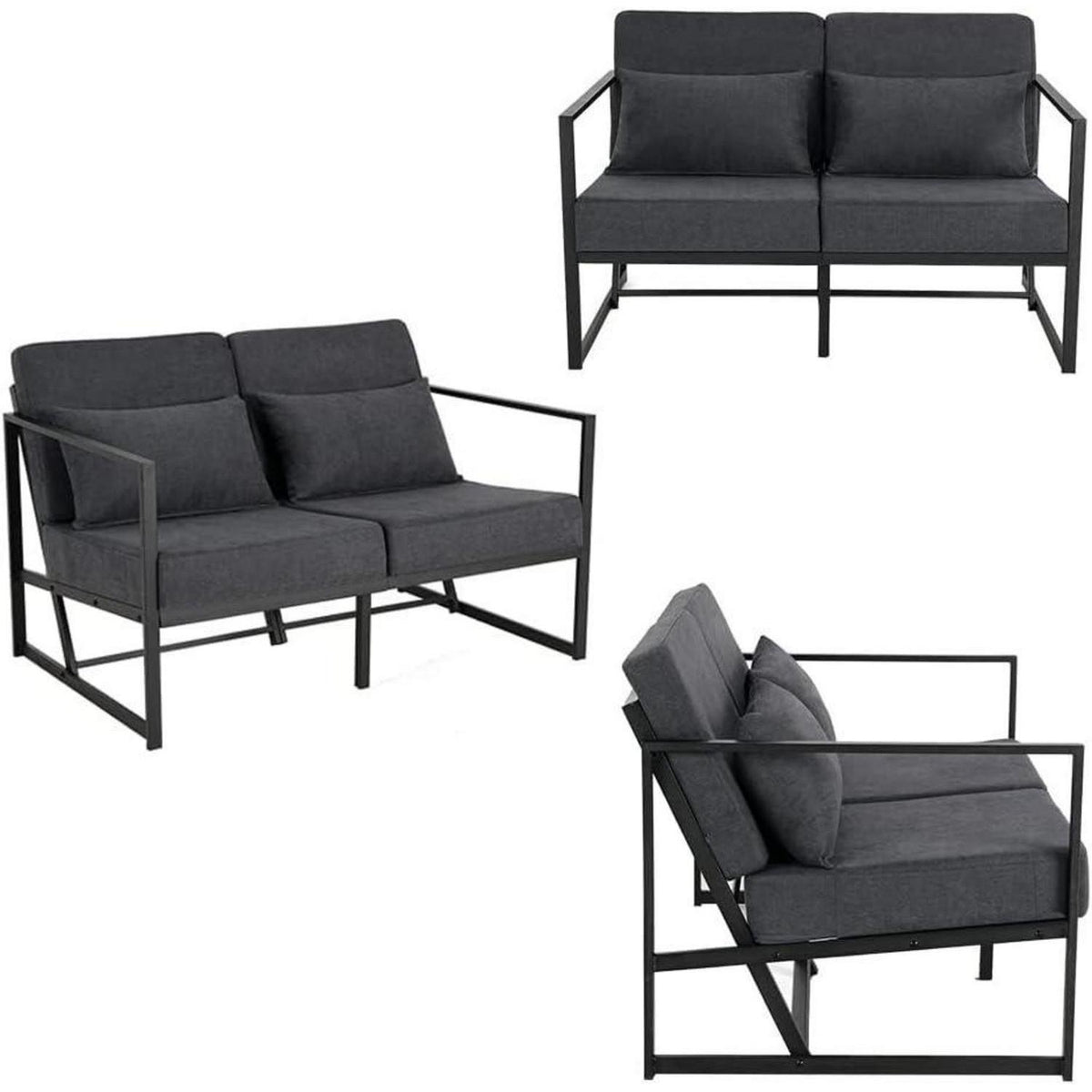 Mingone 2-Sitzer Sofa Dunkelgrau – Bequeme Lounge Couch