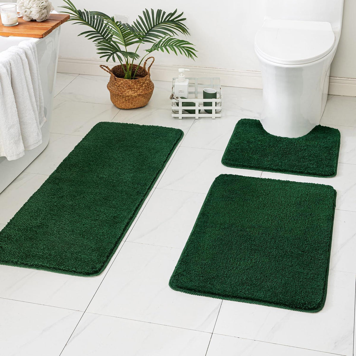 Badematte rutschfest grün 70x120 cm - Mikrofaser Fußmatte