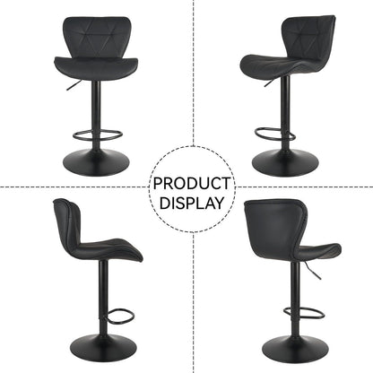 Barhocker 2er Set mit Rückenlehne, Höhenverstellbar, Schwarz