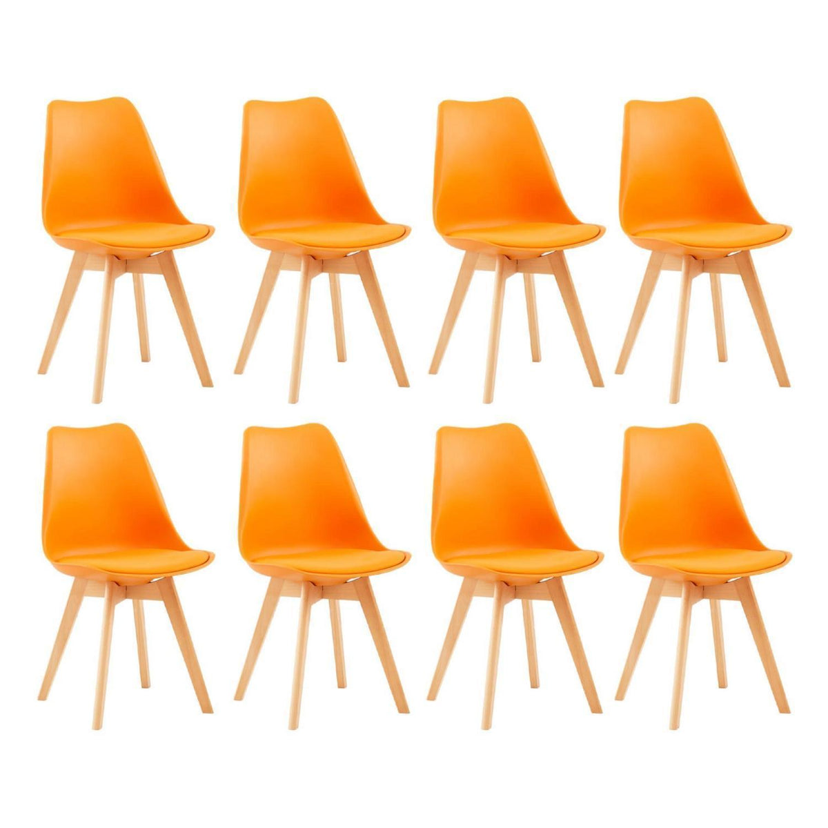 Esszimmerstühle Set 8 – Skandinavisch, Orange, Massivholz