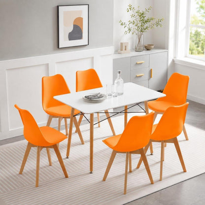 Esszimmerstühle Set 8 – Skandinavisch, Orange, Massivholz