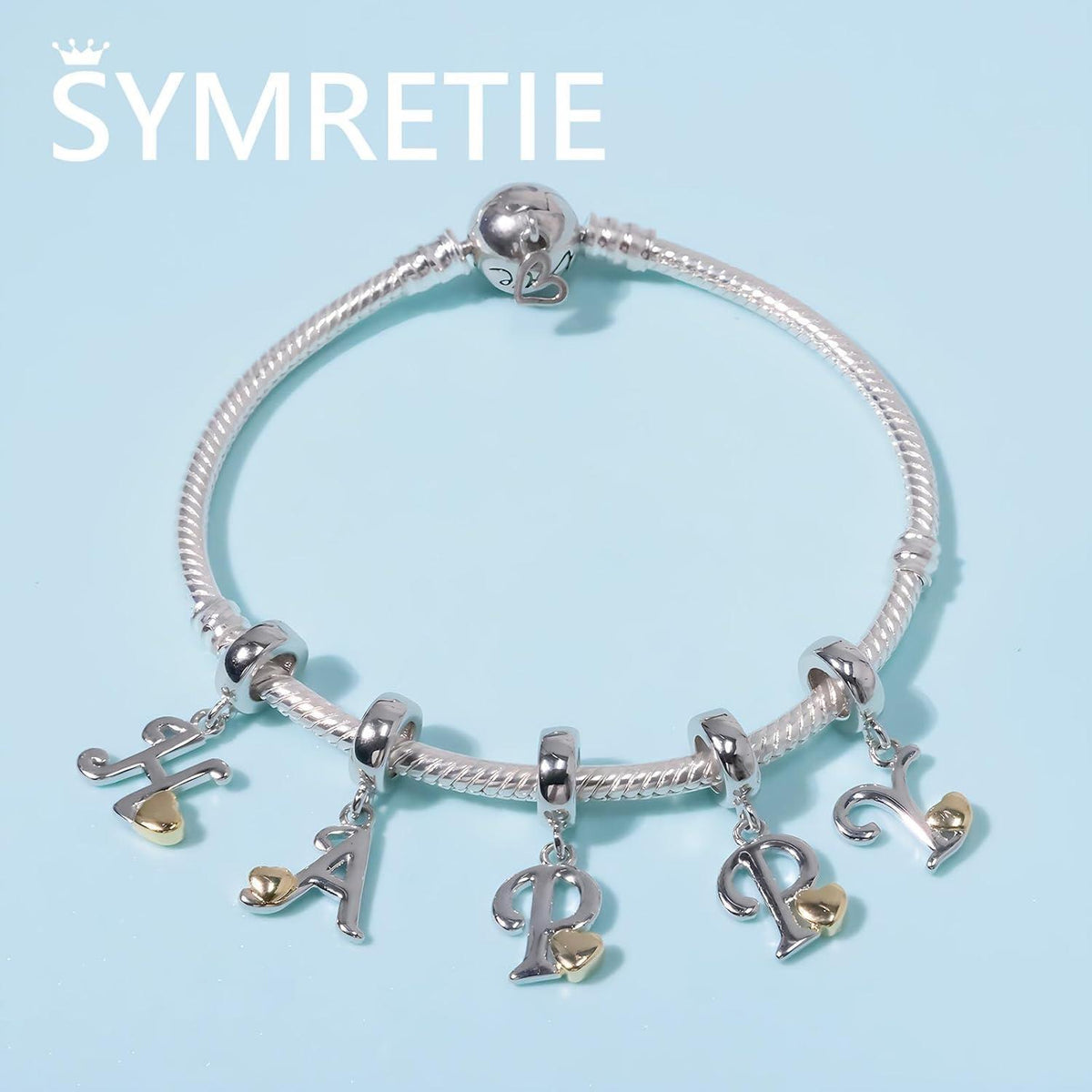 Buchstaben Charm Anhänger mit Gelbem Herz für Europäische Armbänder