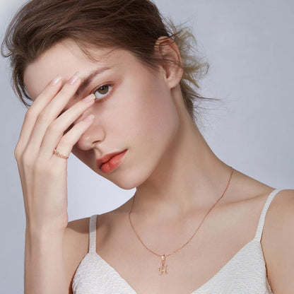 Damen Charm Anhänger Rose Gold Buchstabe A-Z 925 Sterling Silber Zirkonia