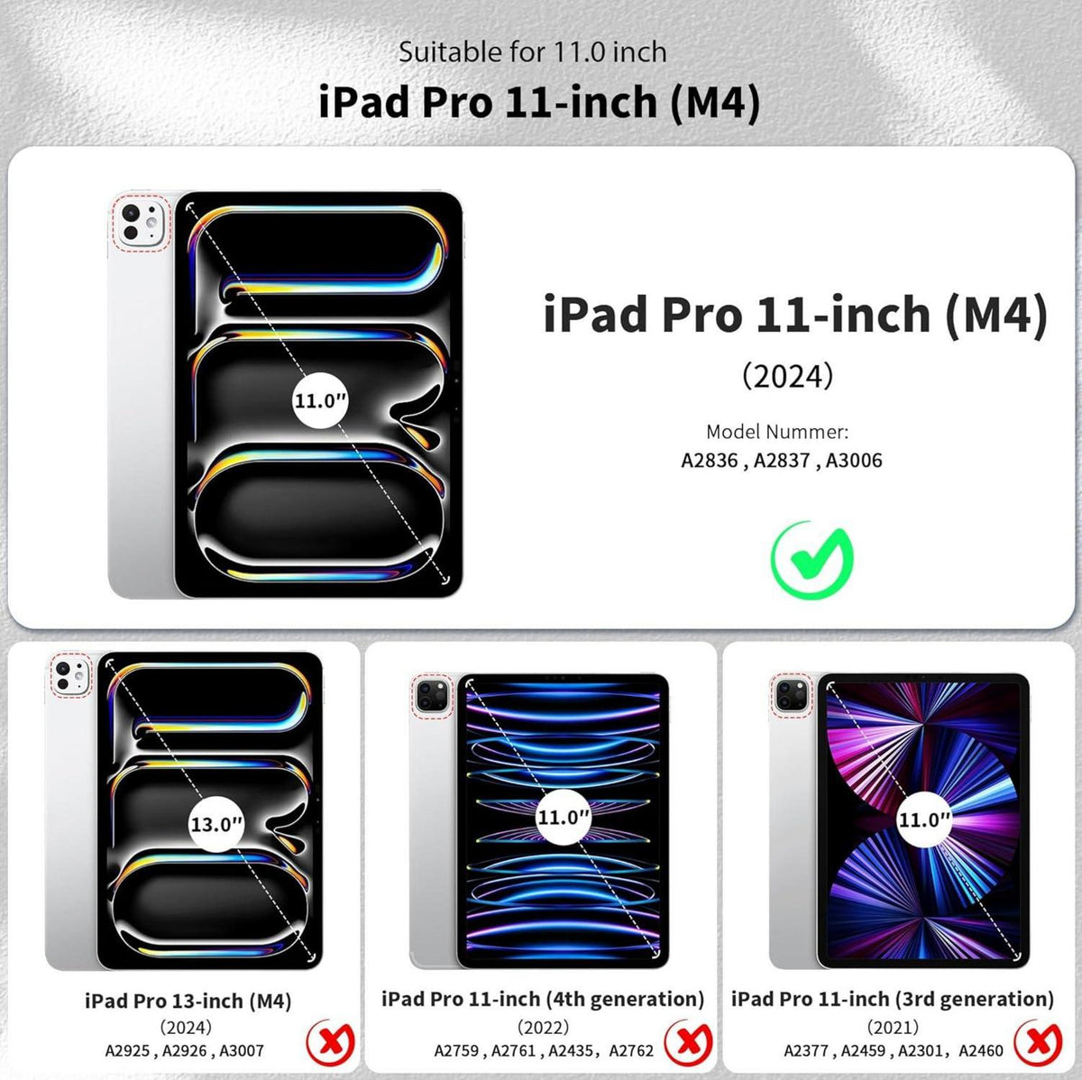 Schwarze PU-Leder iPad Pro 11 Zoll M4 Hülle Standfunktion