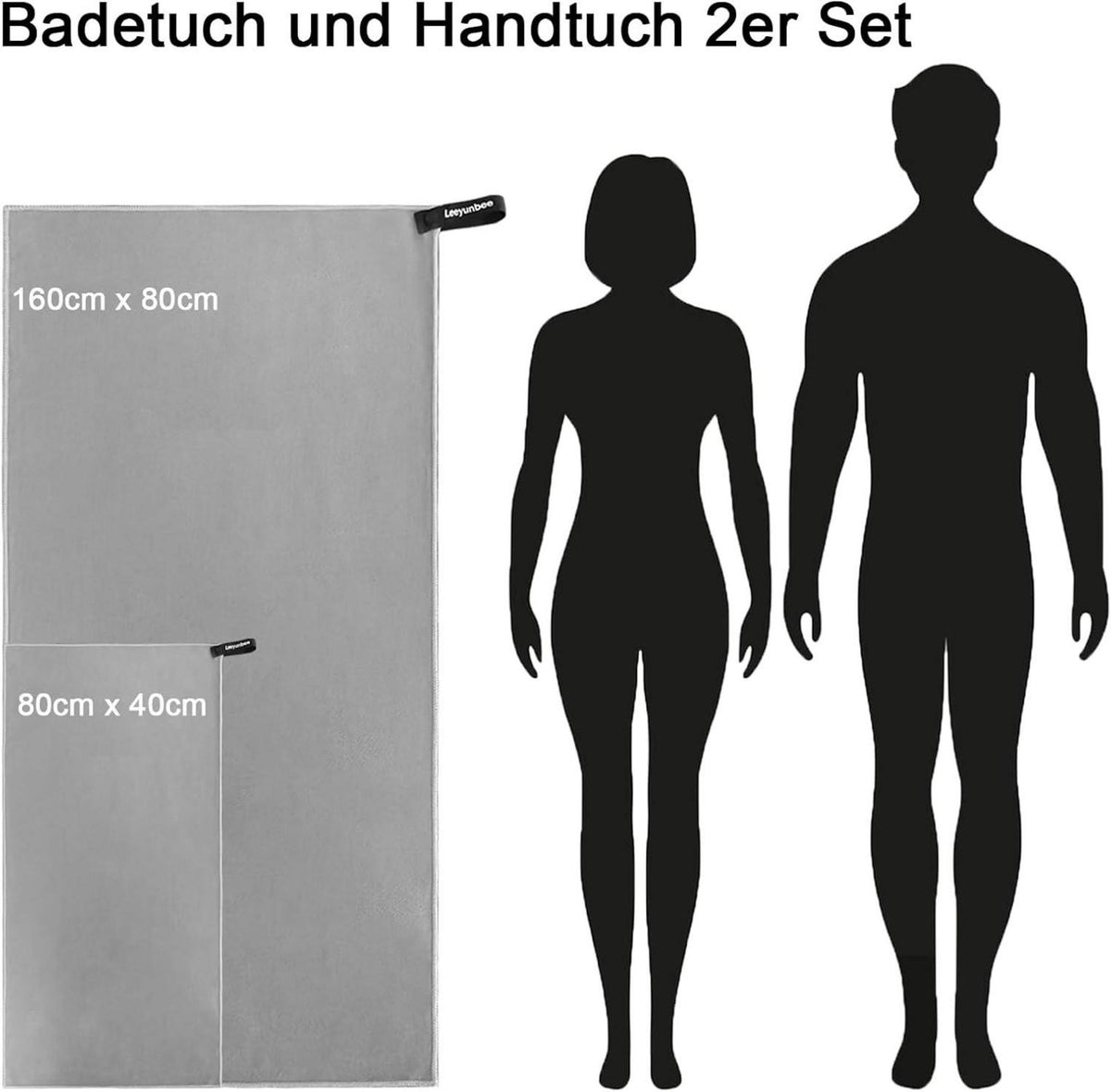 Leeyunbee Mikrofaser Handtuch 2er Set - Schnelltrocknendes Sporthandtuch