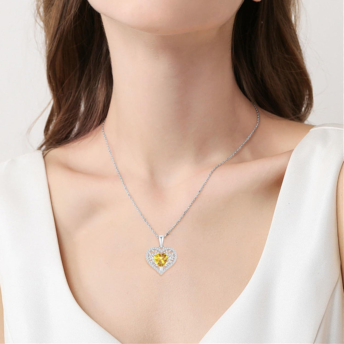 Lebensbaum Herz Kette Damen 925 Sterling Silber Geburtsstein