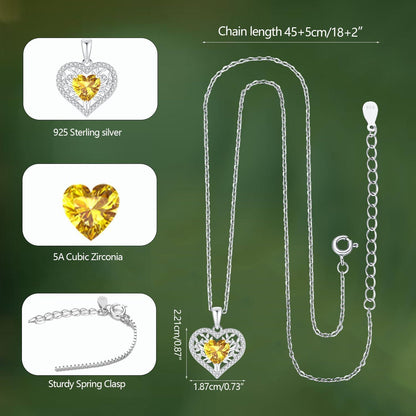 Lebensbaum Herz Kette Damen 925 Sterling Silber Geburtsstein