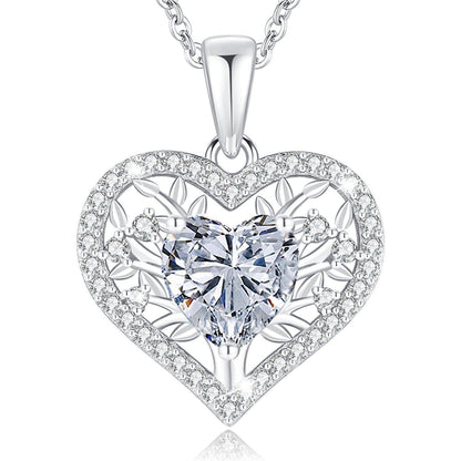 Lebensbaum Herz Kette Damen 925 Sterling Silber Geburtsstein