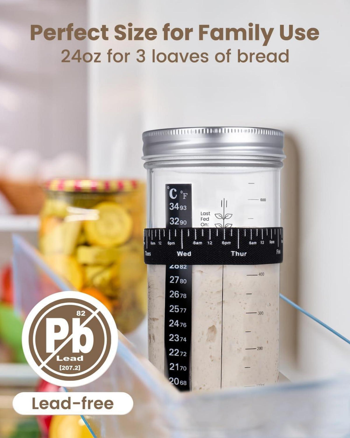 Sauerteig Starter Kit 730ML mit Fütterungsband & Zubehör