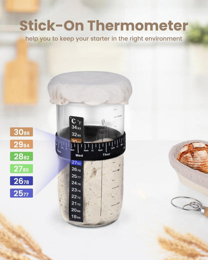 Sauerteig Starter Kit 730ML mit Fütterungsband und Spachtel