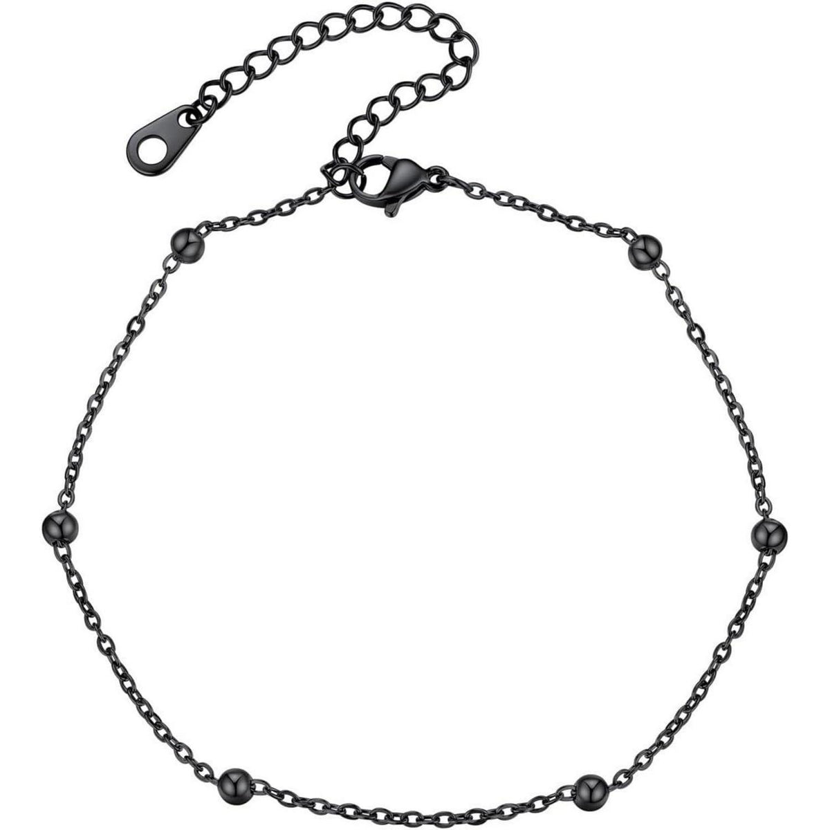 Fußkettchen Edelstahl Schwarz Verstellbar für Damen & Mädchen
