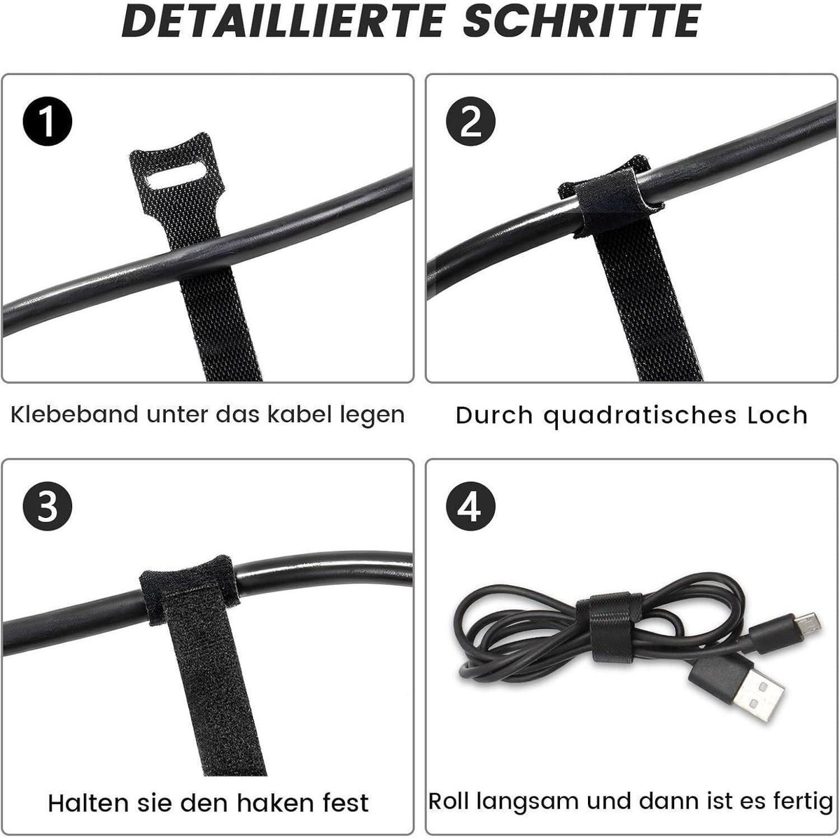 120 Klett Kabelbinder Wiederverschließbar – Kabelmanagement Set