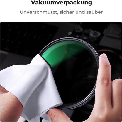 72mm K&F Concept Polfilter CPL mit Objektivdeckel und Reinigungstücher