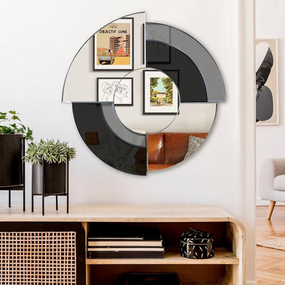 Asymmetrischer Wandspiegel 80cm Schwarz | Rahmenloser Spiegel für Wohnzimmer