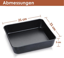 Quadratische Edelstahl Auflaufform 21x21x5 cm Brownie