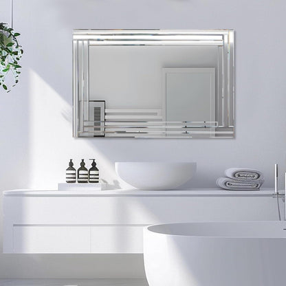 Rahmenloser Wandspiegel 90x60cm – Rechteckiger Deko Spiegel für Wohnzimmer