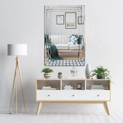 Rahmenloser Wandspiegel 90x60cm – Rechteckiger Deko Spiegel für Wohnzimmer