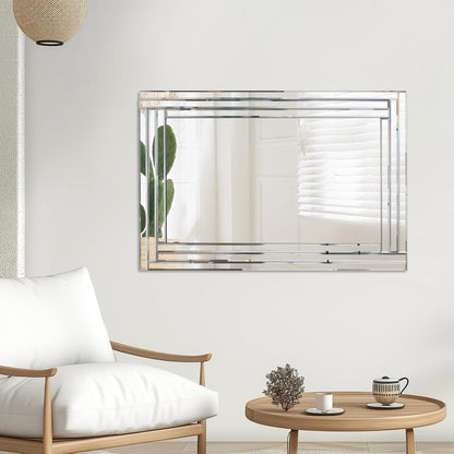 Rahmenloser Wandspiegel 90x60cm – Rechteckiger Deko Spiegel für Wohnzimmer