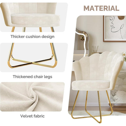 Polstersessel Blütenblatt-Design Samt Beige mit Goldbeinen