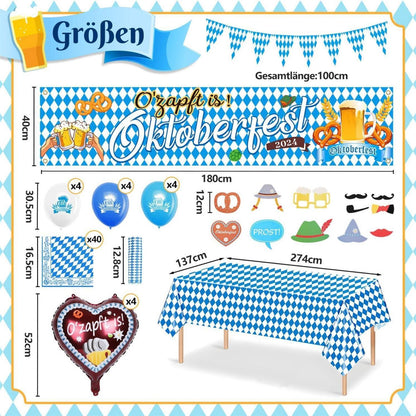 Oktoberfest Deko Set Wimpelkette Banner Tischdecke