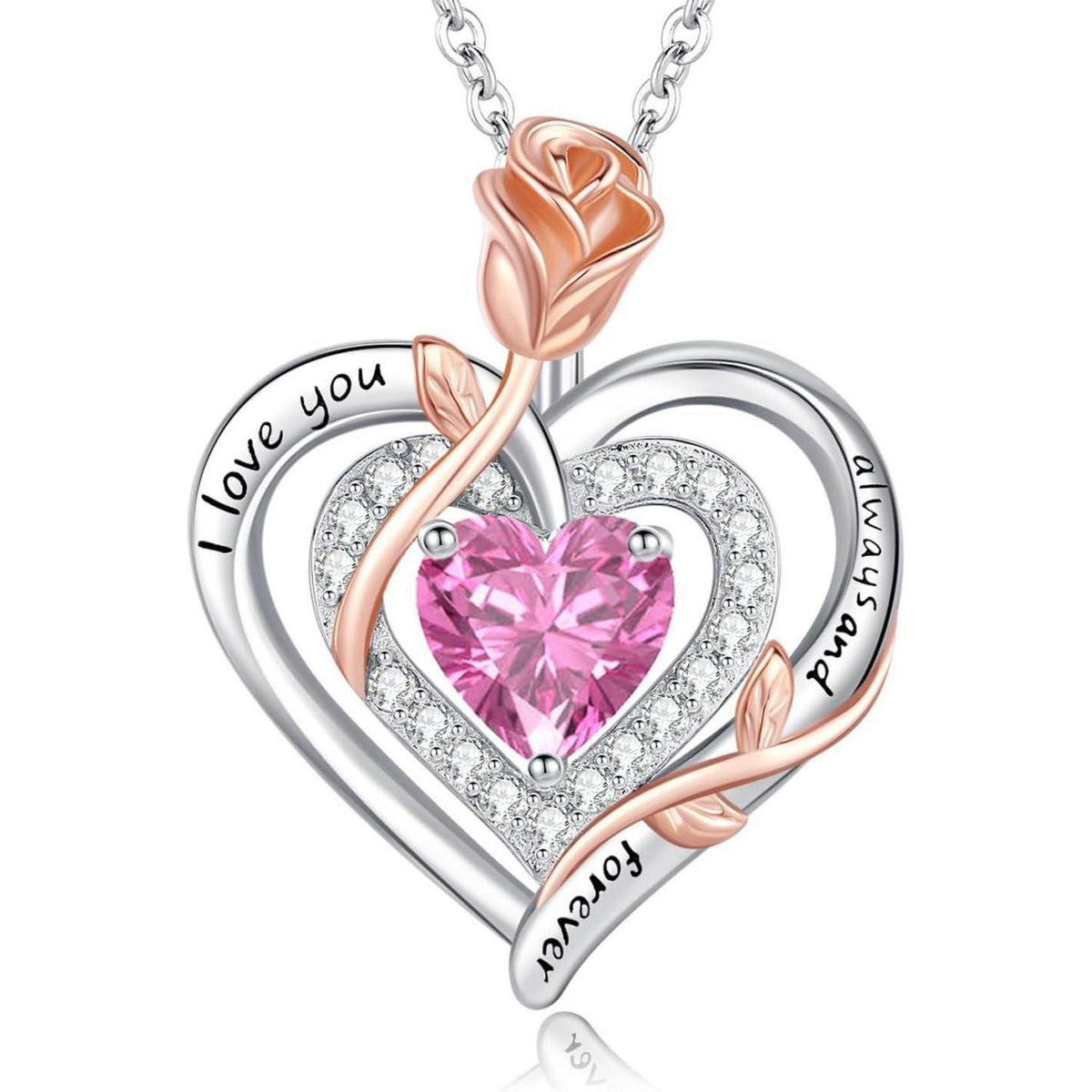 Silber Halskette Damen 925 Herz Rose Gravur – Muttertag Geschenk