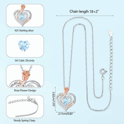 Silber Halskette Damen 925 Herz Rose Gravur Kette Geschenk