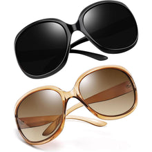 Übergroße Damen Sonnenbrille Polarisiert UV400 - Schwarz & Hellbraun