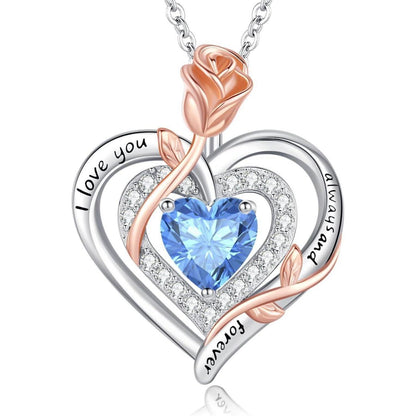 Silber Halskette Damen 925 Herz Rose Gravur – Muttertag Geschenk