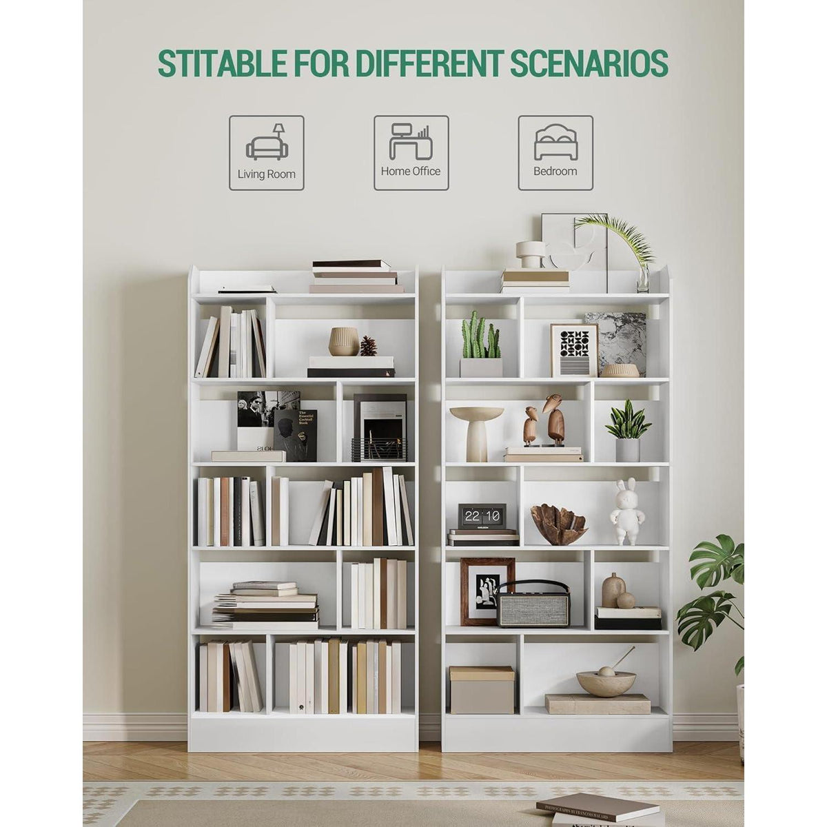 Weißes Bücherregal 6 Fach – 24 x 80 x 170 cm