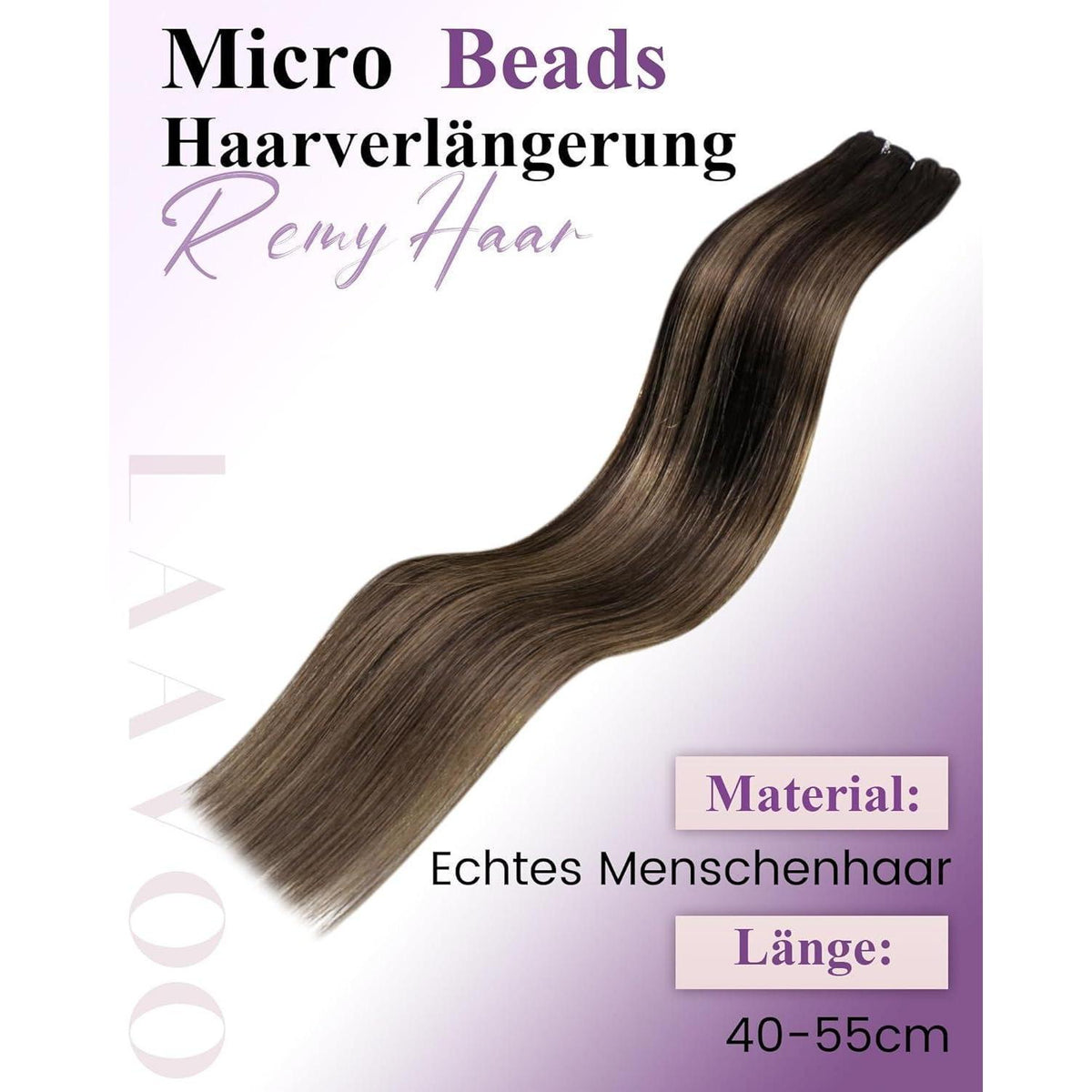 Braun Balayage Echthaar Tressen – Remy, 50cm, 50g