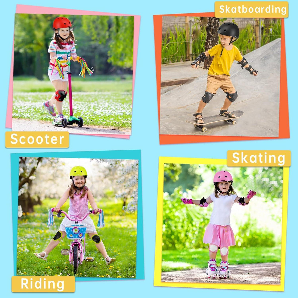 Knieschoner Kinder Verstellbar Schoner Set Inliner Skateboard 3-8