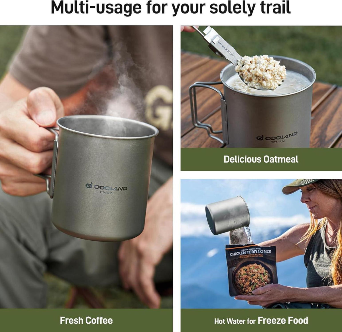Titanium Camping Geschirr Set 420ML Becher mit Deckel Spork faltbarer