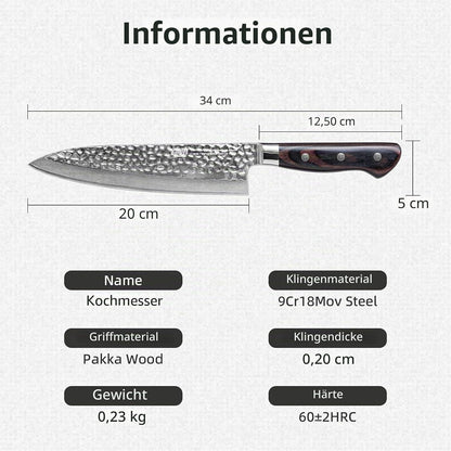 Gyuto Kochmesser Damaststahl 20cm – Raven Serie | Japanisches Küchenmesser