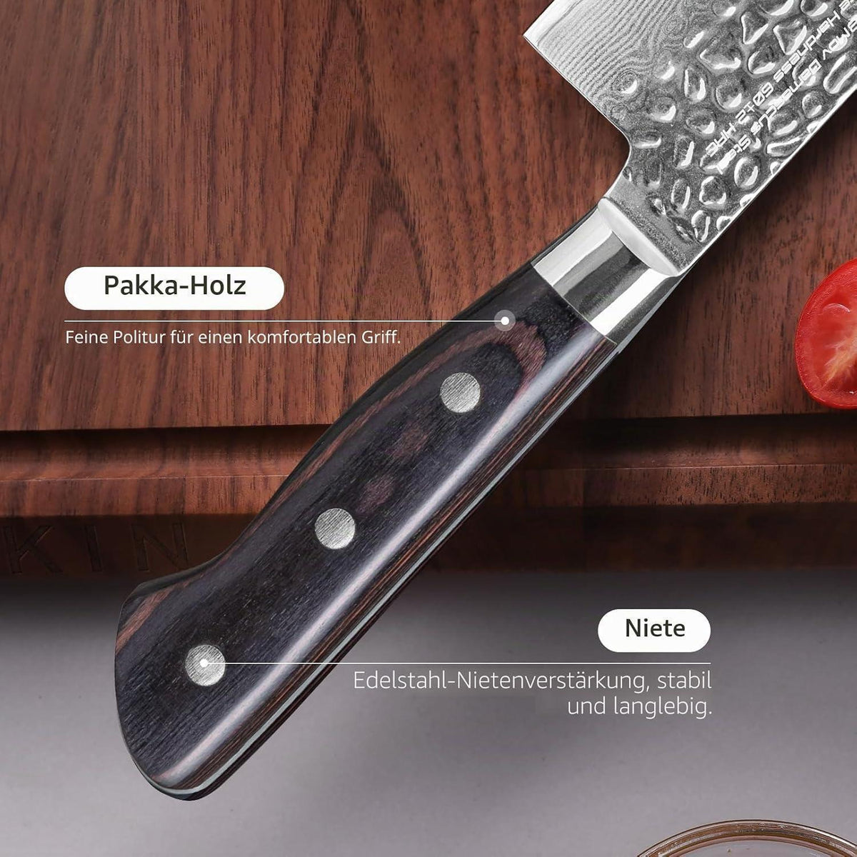 Gyuto Kochmesser Damaststahl 20cm – Raven Serie | Japanisches Küchenmesser