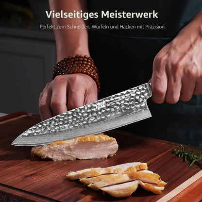 Gyuto Kochmesser Damaststahl 20cm – Raven Serie | Japanisches Küchenmesser