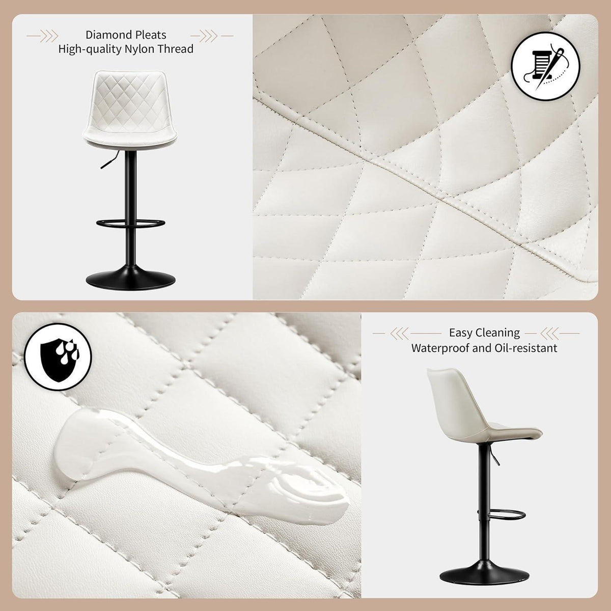 Verstellbare Barhocker Set, Drehbar & Bequem in Lederoptik
