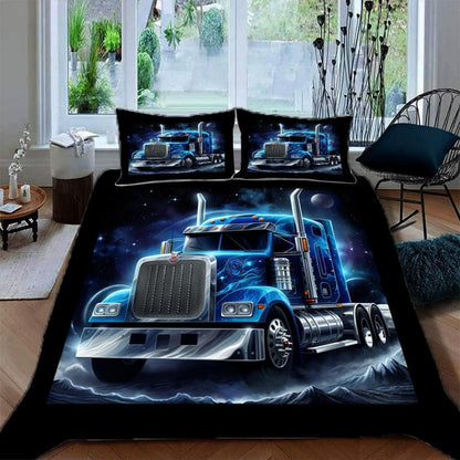 Blauer LKW-Kopf Bettwäsche Set 135x200cm - 3-teilig