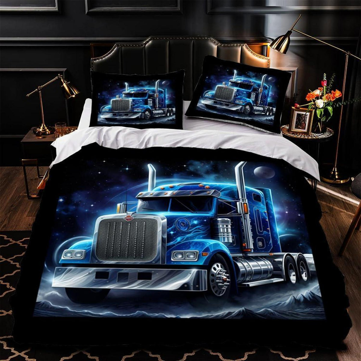 Blauer LKW-Kopf Bettwäsche Set 135x200cm - 3-teilig