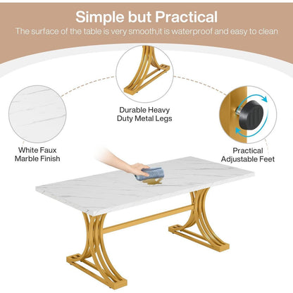 Moderner Schreibtisch Weiß & Gold | 160x80 cm | Home Office